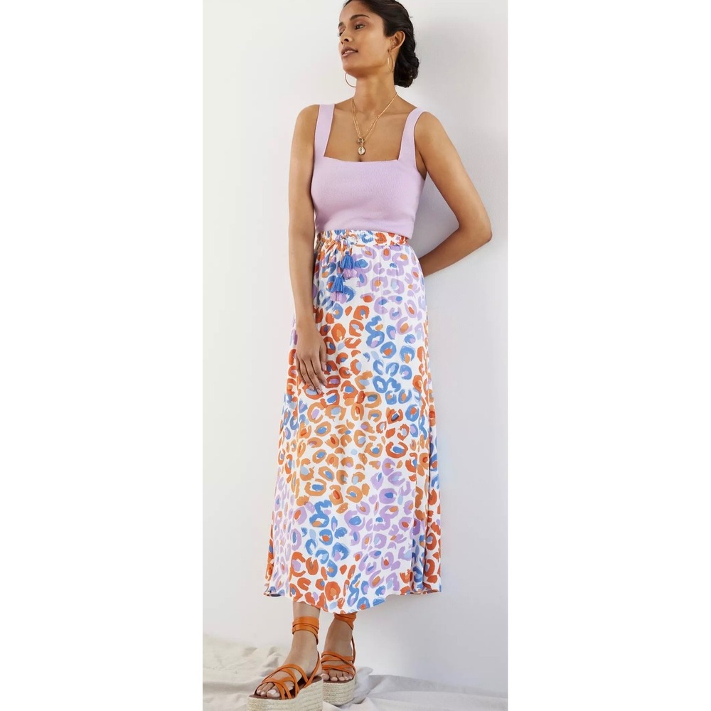 NWT Farm Rio Vibrance Maxi Skirt Leopard Colorful Womens XL Flowy Boho Resort